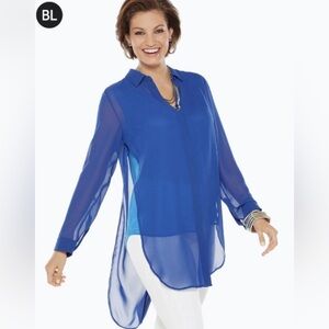 Black label by chicos blue blouse size 00
